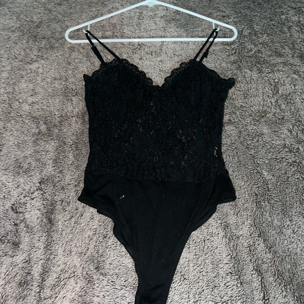 Elegant Black Lace Bodysuit Top